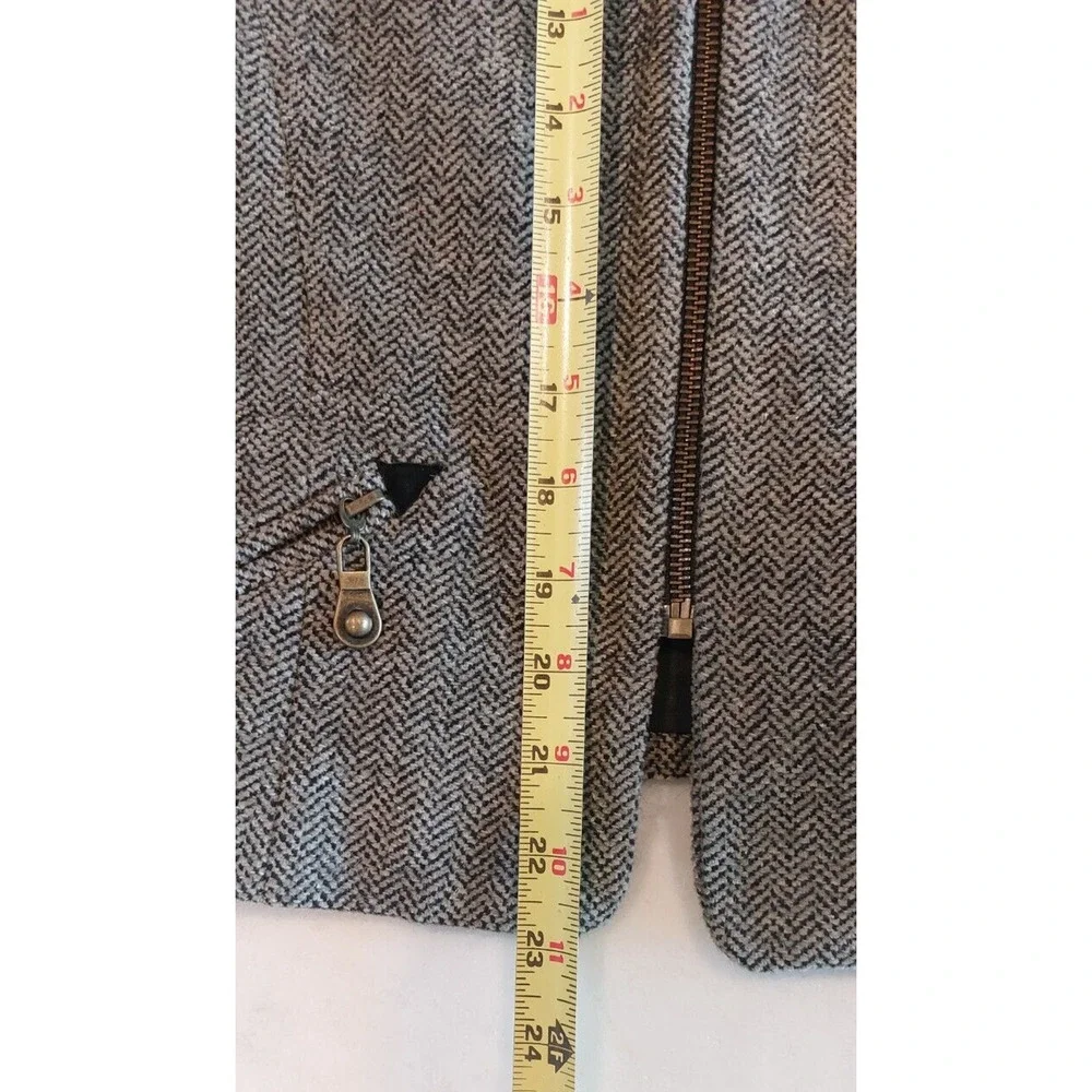 VTG‎ Coldwater Creek Herringbone Black Suede Trimmed Jacket Size 8
